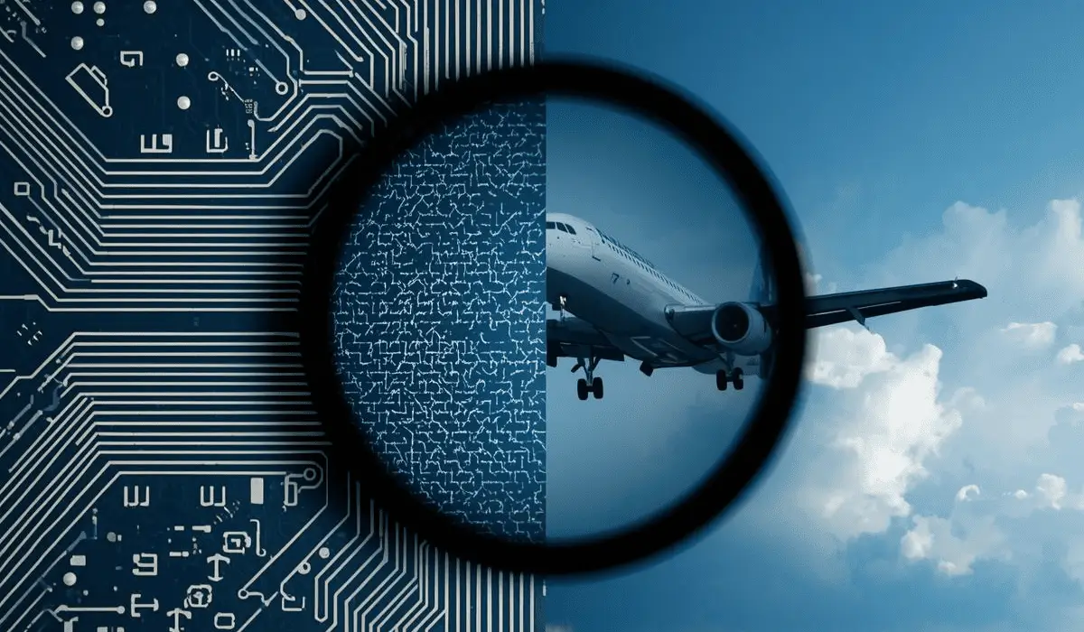 Imagen de correlación de la electrónica y el avión