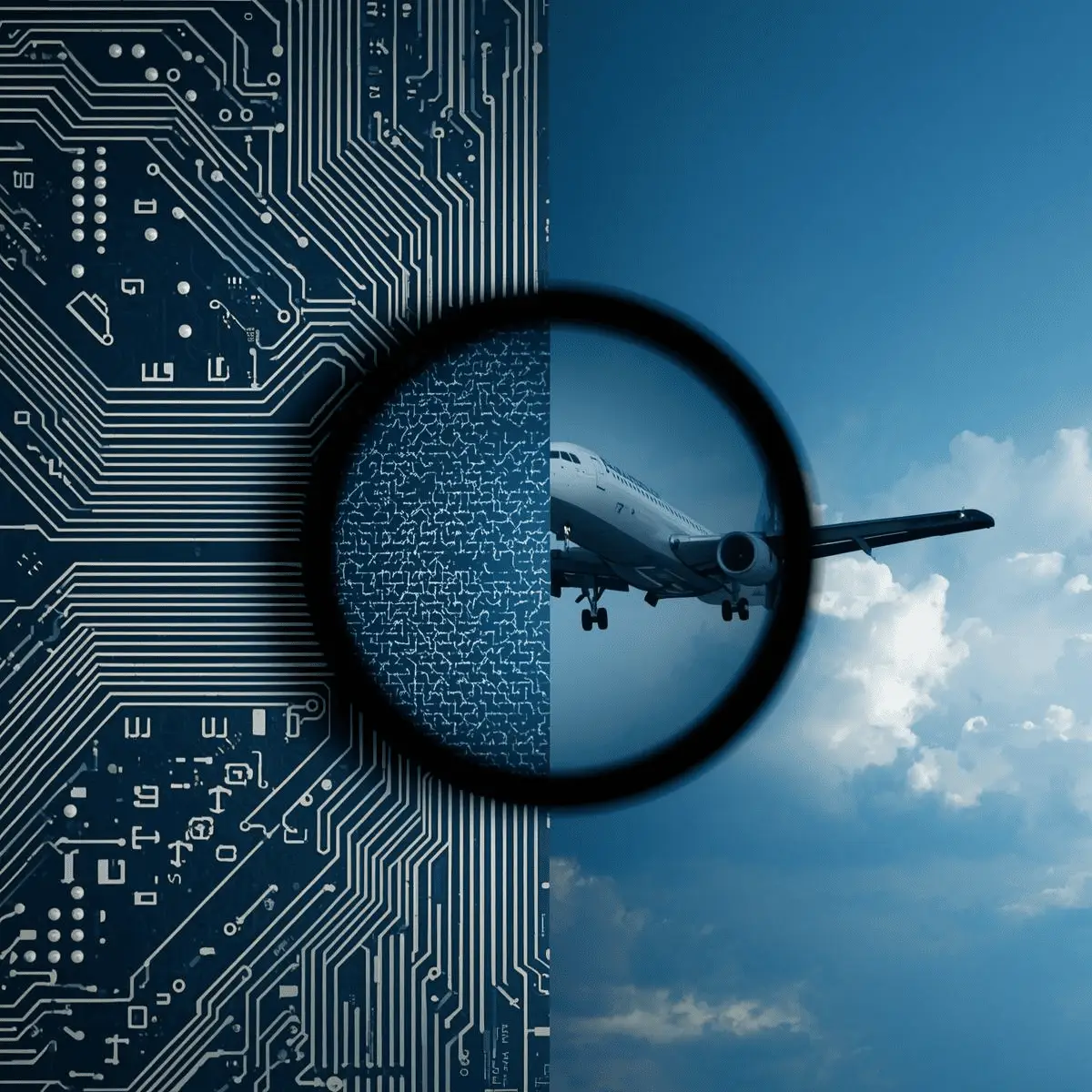 Imagen de correlación de la electrónica y el avión