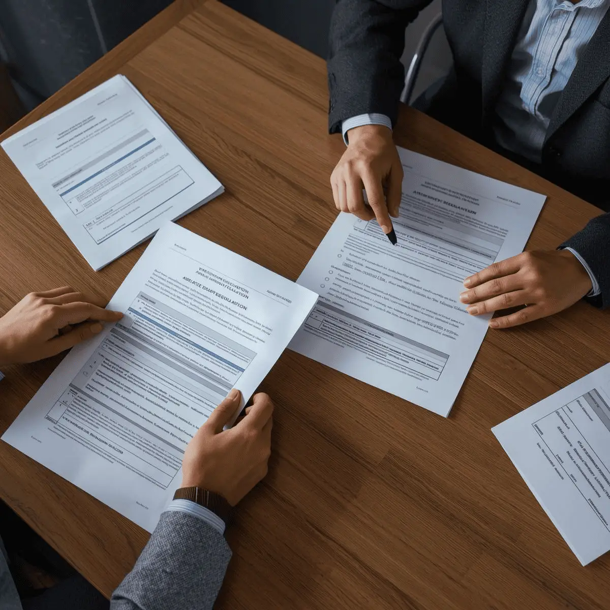 personas firmando documentos aeronáutico