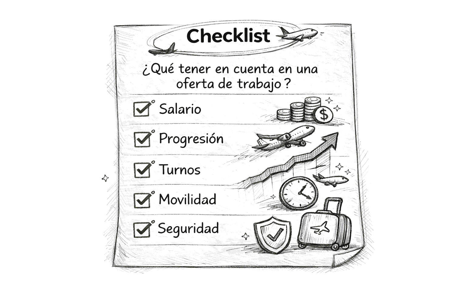 Checklist para ofertas de trabajo aeronáutico